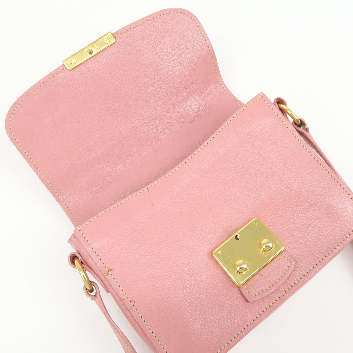 Miu Miu Madras Top Handle Leather, Pink, Leather, Handbag