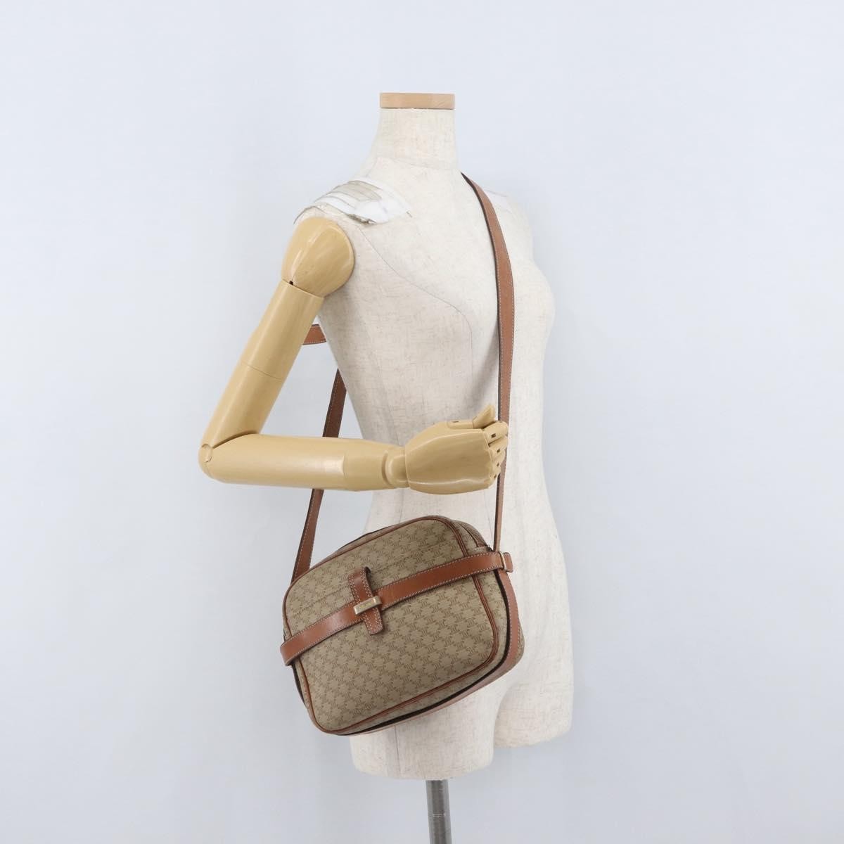 Celine Vintage Macadam Canvas and Leather, Beige, Canvas, Shoulder Bag