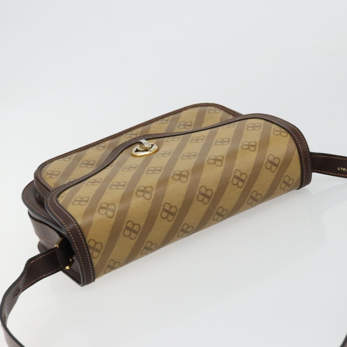 Balenciaga B. Shoulder Leather, Beige, Canvas, Shoulder Bag