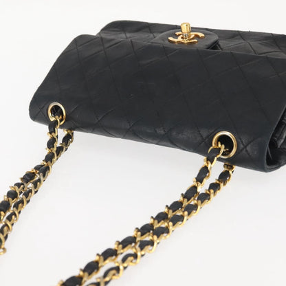Chanel Vintage Square Classic Double Flap Bag Quilted Leather, BLACK, LEATHER, Shoulder bag