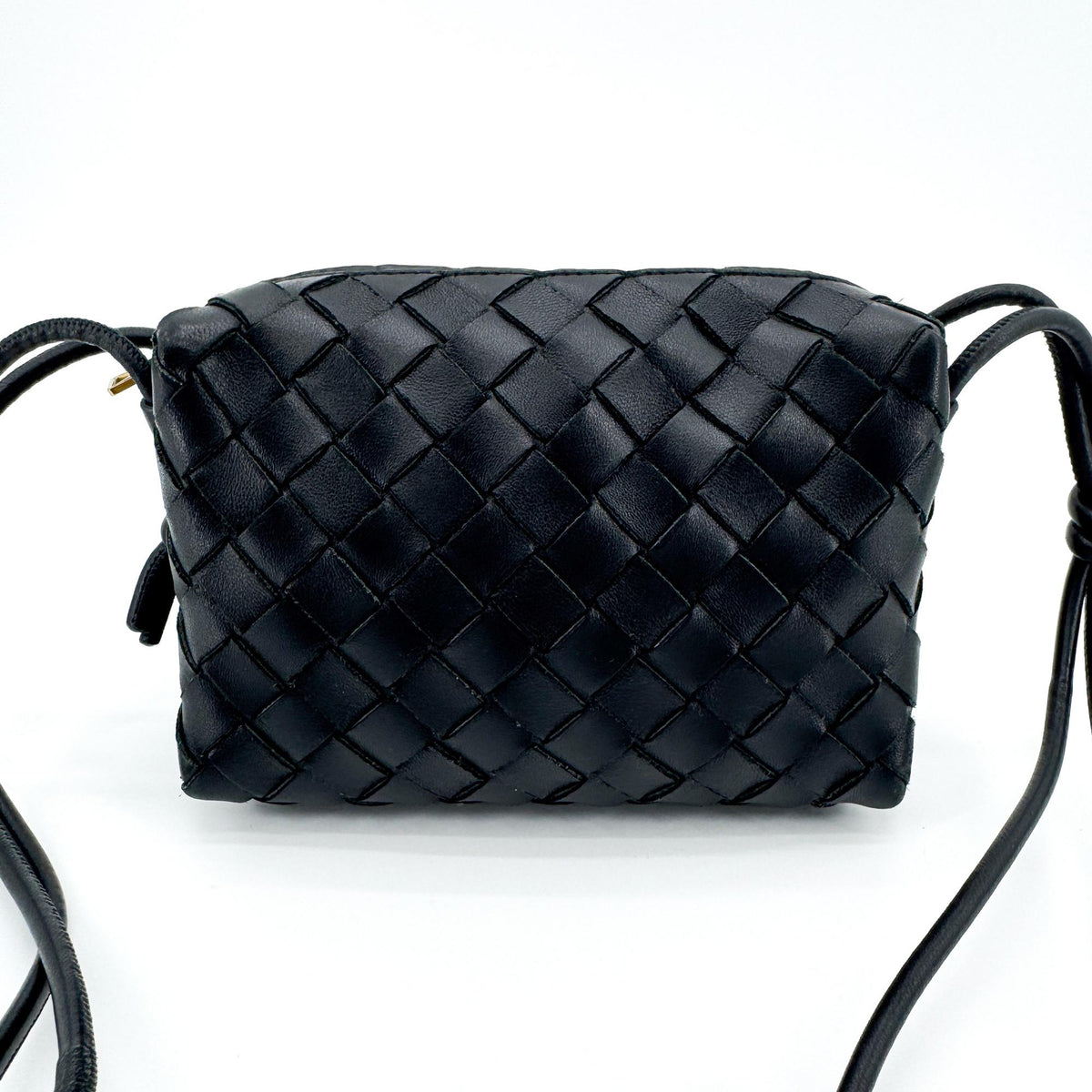 Bottega Veneta Loop Intrecciato Nappa, Black, Leather, Crossbody Bag