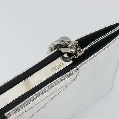 Fendi Grande Colorblock Clutch Leather, Silver, Leather, Clutch