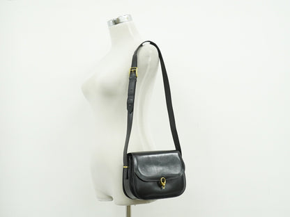 Celine Shoulder Leather, Black, Leather, Shoulder Bag