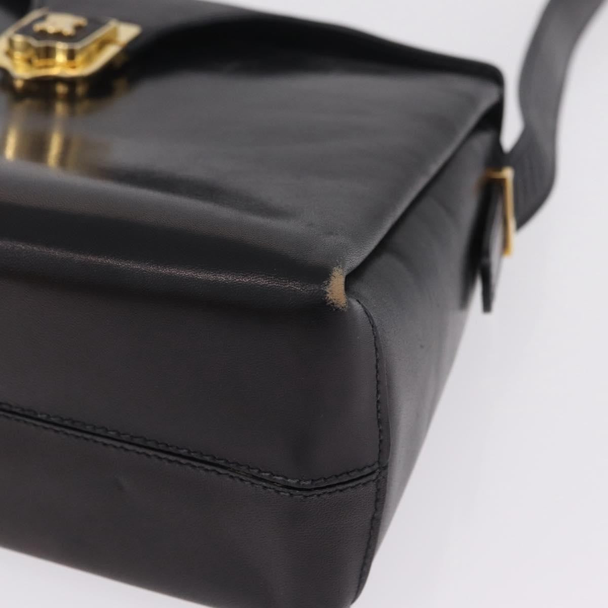 Celine Shoulder Leather, Black, Leather, Shoulder Bag