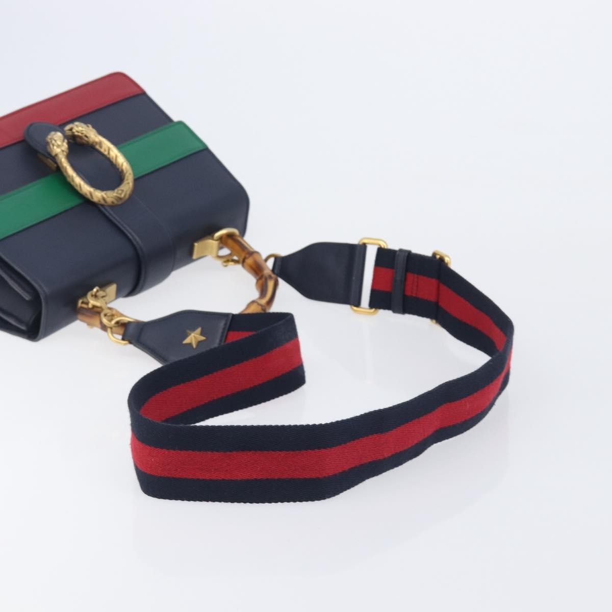 Gucci Dionysus Bamboo Top Handle Leather, Navy, Leather, Handbag