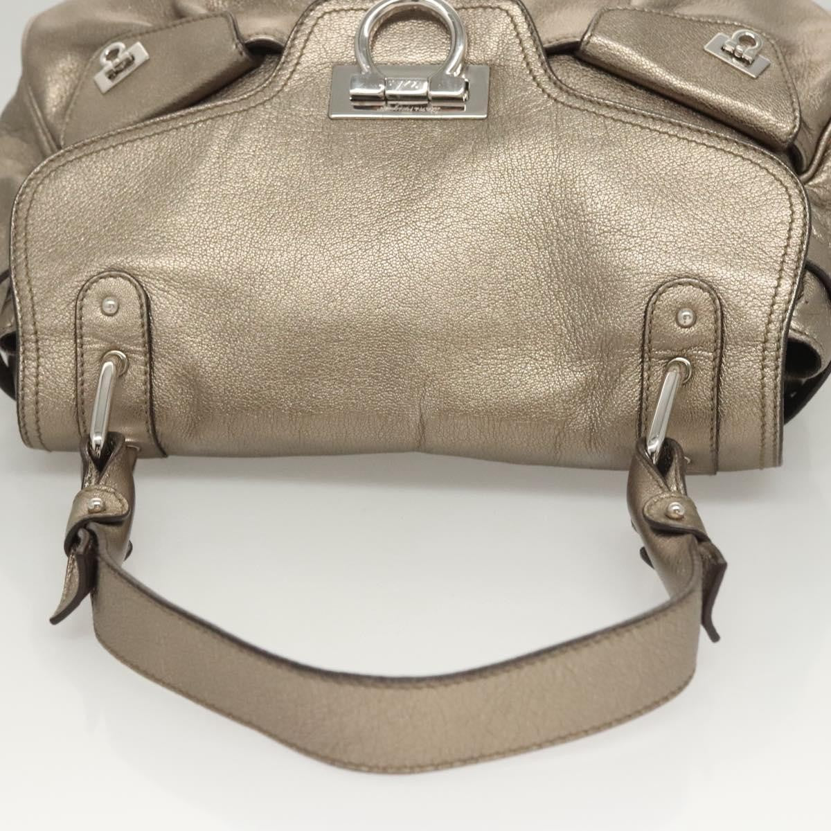 Salvatore Ferragamo Sofia Satchel Leather, Gold, Leather, Shoulder Bag
