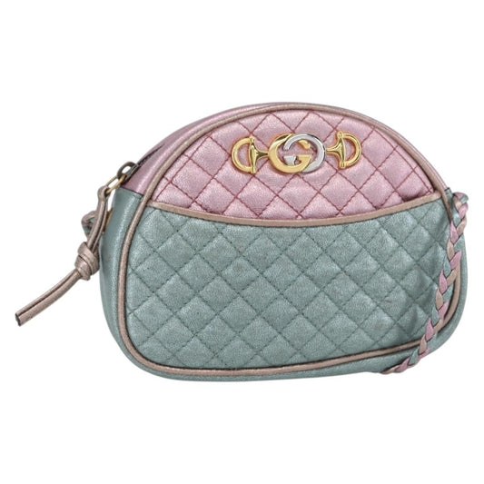 Gucci Trapuntata Camera Lambskin, Blue, Leather, Shoulder Bag