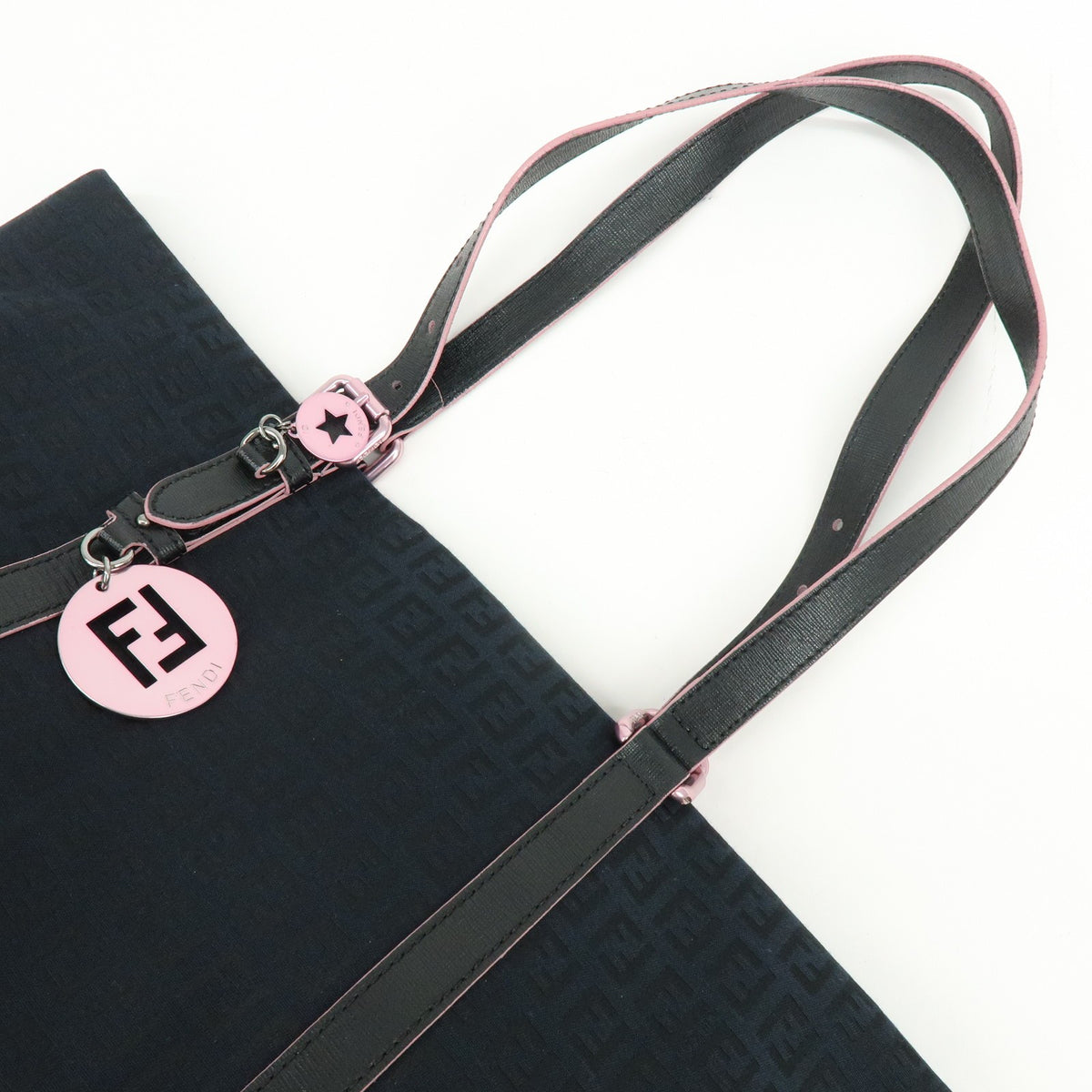 Fendi Superstar Zucchino Canvas, Black, Canvas, Tote Bag