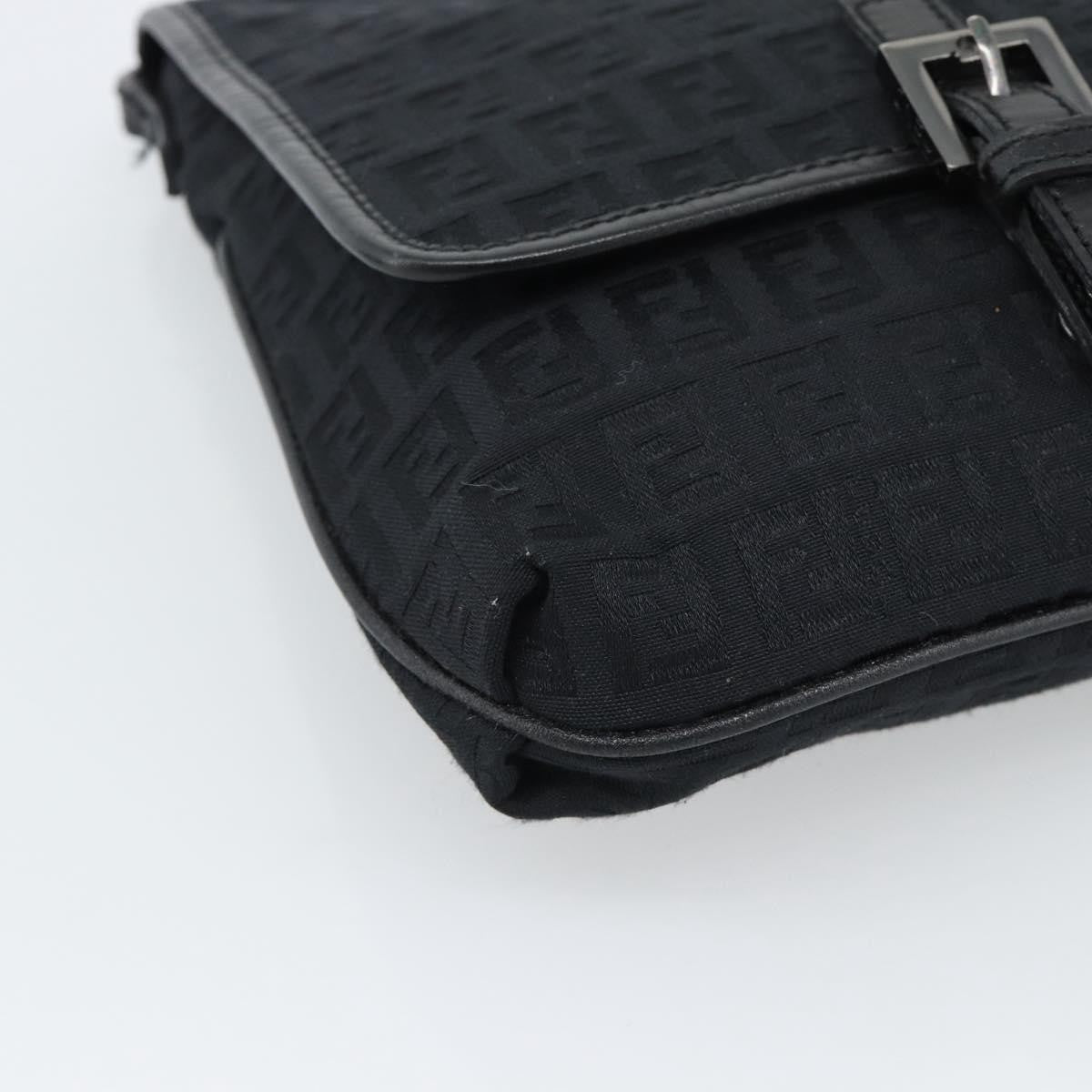 Fendi Shoulder Zucchino Canvas, Black, Canvas, Shoulder Bag