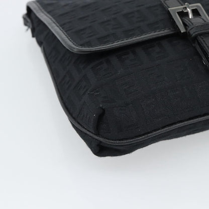 Fendi Shoulder Zucchino Canvas, Black, Canvas, Shoulder Bag