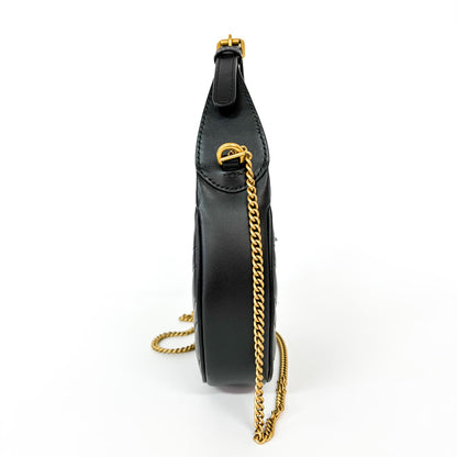 Gucci GG Marmont Half Moon Hobo Matelasse Leather, Black, Leather, Shoulder Bag