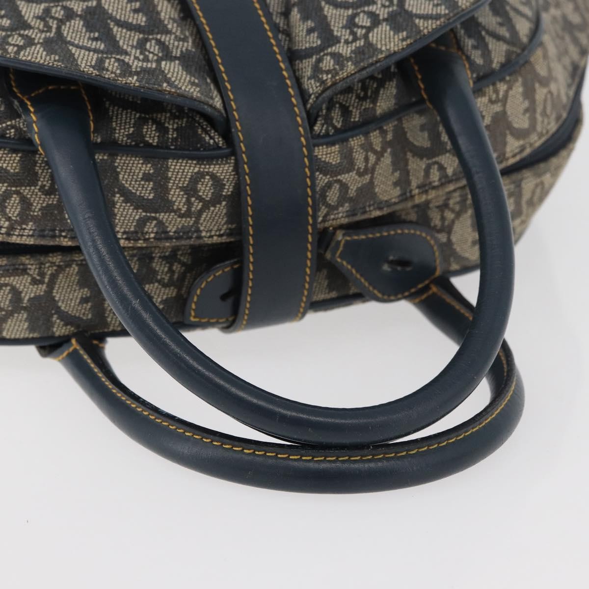 Christian Dior Vintage Saddle Bowler Diorissimo Canvas, Navy, Canvas, Handbag