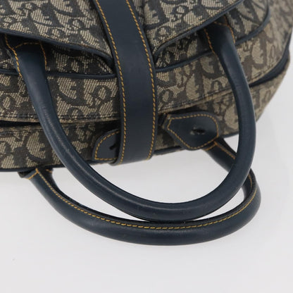 Christian Dior Vintage Saddle Bowler Diorissimo Canvas, Navy, Canvas, Handbag