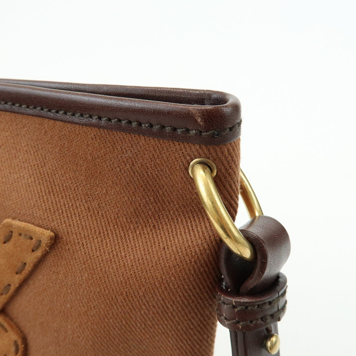 Saint Laurent Kahara Cassandra Canvas, Brown, Canvas, Shoulder Bag