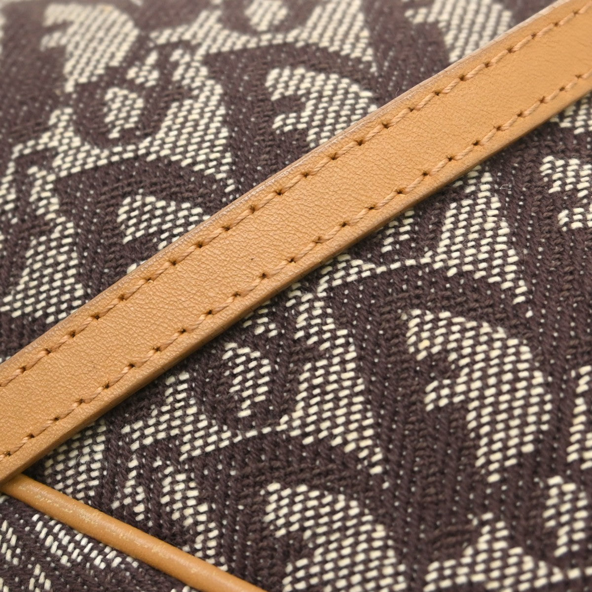 Christian Dior Vintage Saddle Bag Canvas, Brown, Canvas, Clutch