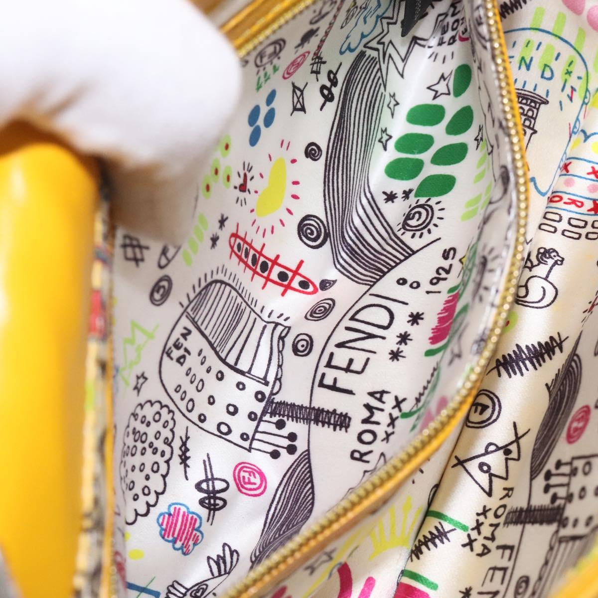 Fendi Mamma Baguette Shoulder Bag Canvas, YELLOW, LEATHER, Shoulder bag