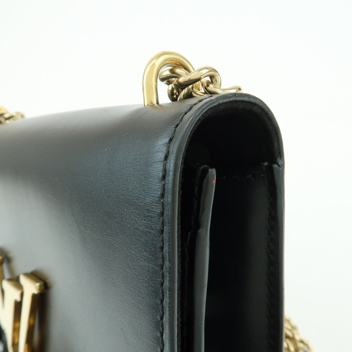 Louis Vuitton Chain Louise Clutch Leather, Black, Leather, Clutch
