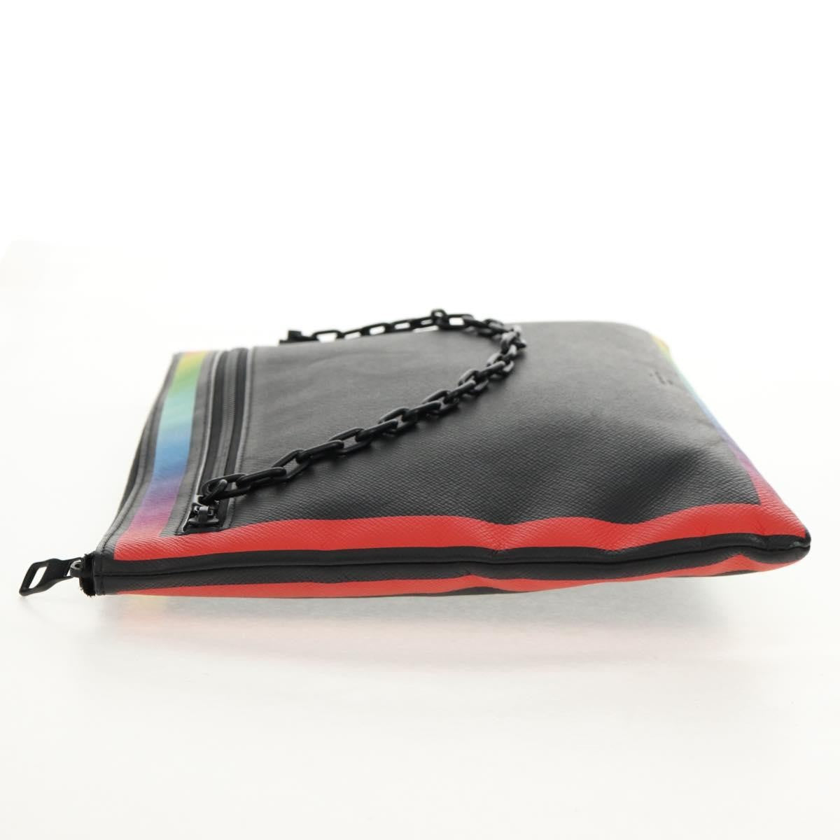 Louis Vuitton Pochette A4 Rainbow Taiga Leather, Black, Leather, Clutch