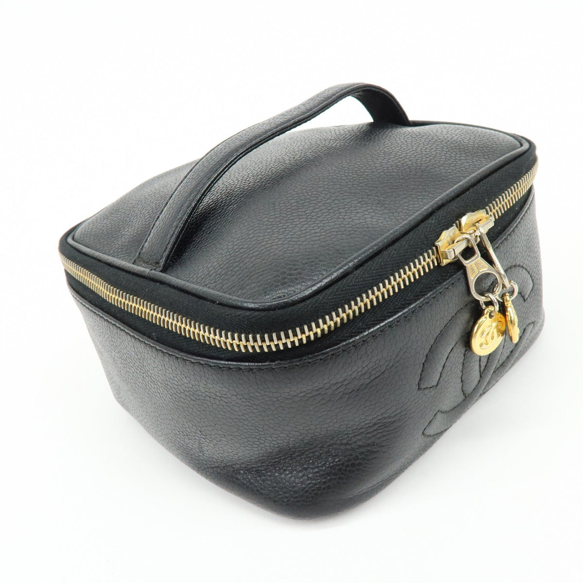 Chanel Vintage Timeless Cosmetic Case Caviar, Black, Leather, Clutch