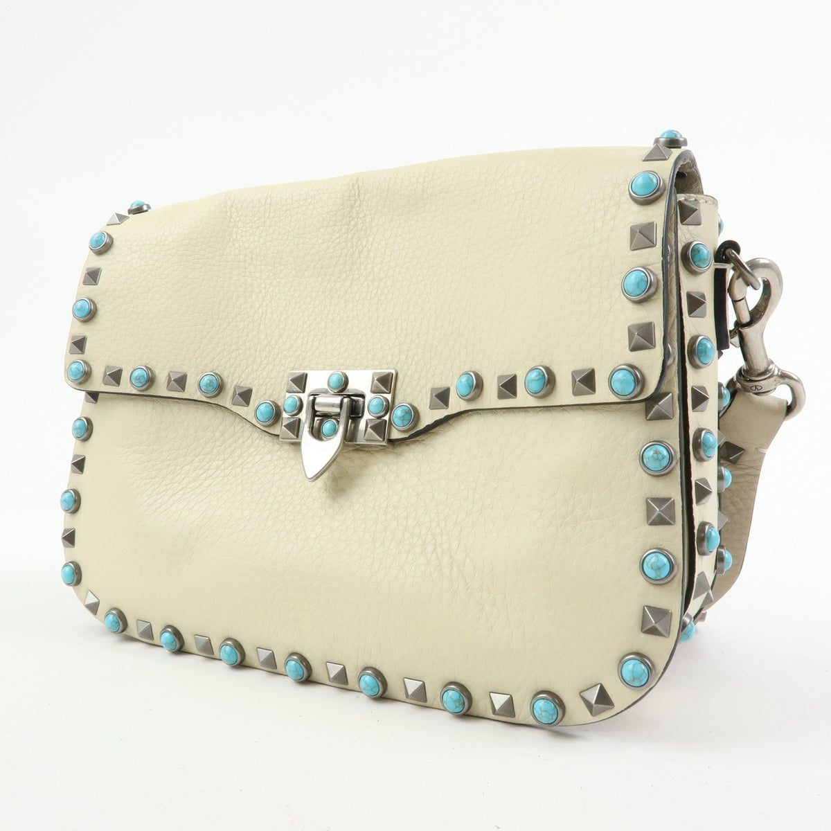 Valentino Garavani Rolling Rockstud Leather with Cabochons, Multicolour, Leather, Crossbody Bag