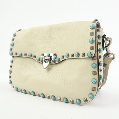Valentino Garavani Rolling Rockstud Leather with Cabochons, Multicolour, Leather, Crossbody Bag