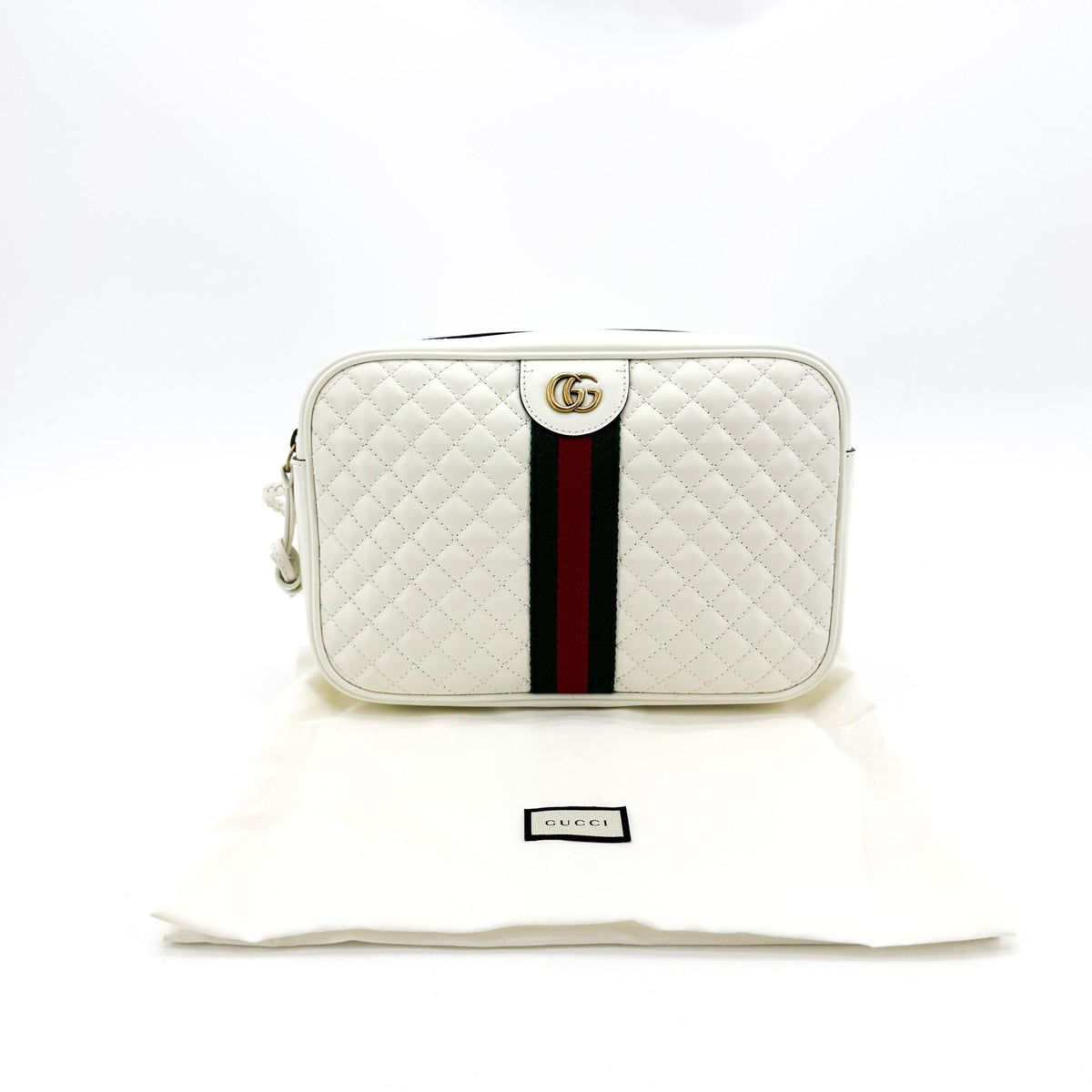 Gucci Trapuntata Camera Quilted Leather, White, Leather, Handbag