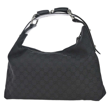 Gucci Horsebit Hobo GG Canvas, Black, Canvas, Handbag