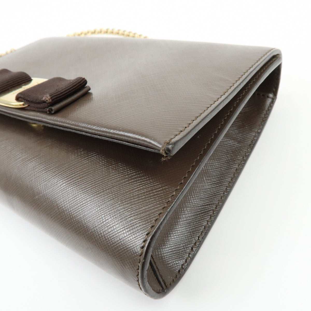 Salvatore Ferragamo Vara Bow Glitter, Brown, Leather, Crossbody Bag