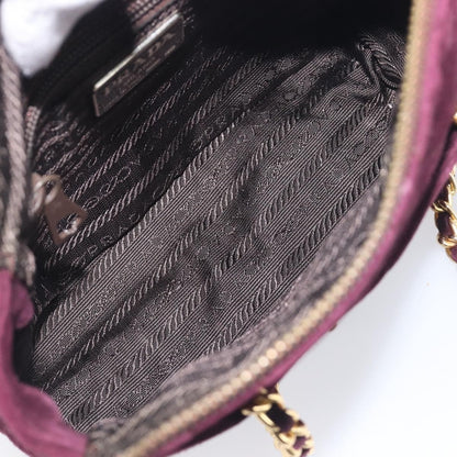 Prada Vintage Chain Flap Suede, Burgundy, Suede, Shoulder Bag