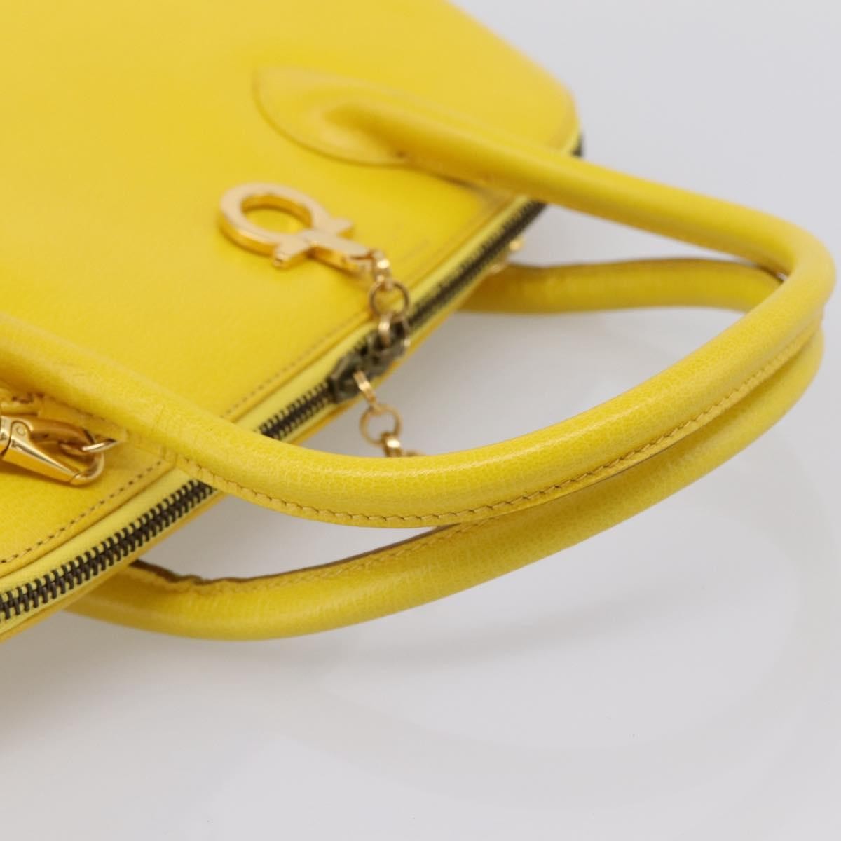 Salvatore Ferragamo Gancini Leather, Yellow, Leather, Handbag