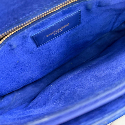 Saint Laurent Chyc Clutch Leather, Blue, Leather, Clutch