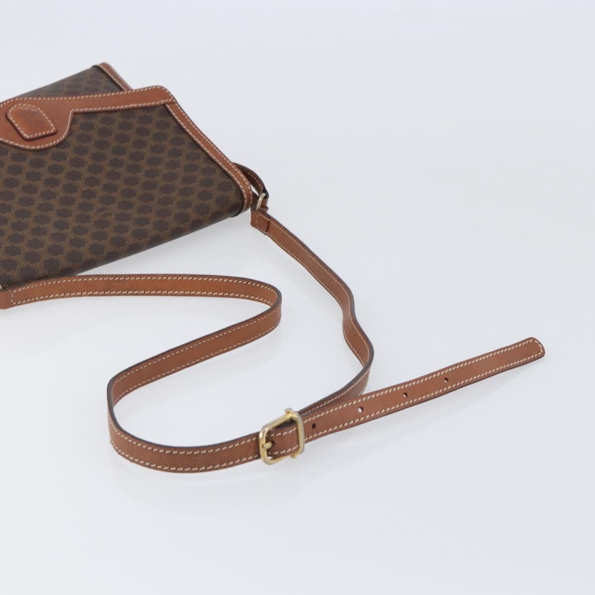 Celine Vintage Macadam Canvas and Leather, Brown, Canvas, Shoulder Bag