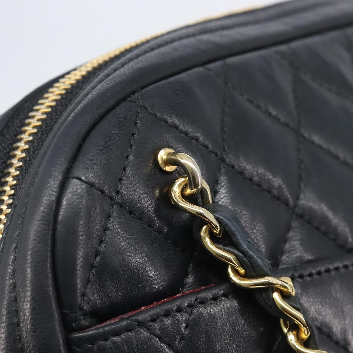 Chanel Vintage Front Pocket Camera Chevron Lambskin, Black, Leather, Handbag