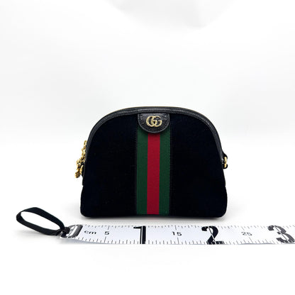 Gucci Ophidia Dome Suede, Black, Velvet, Shoulder Bag
