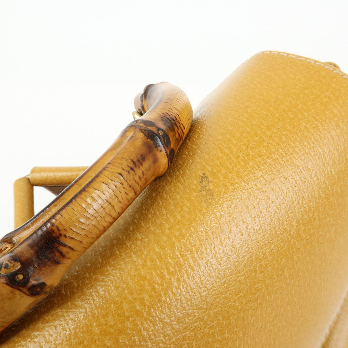 Gucci Vintage Bamboo Leather, Yellow, Leather, Backpack
