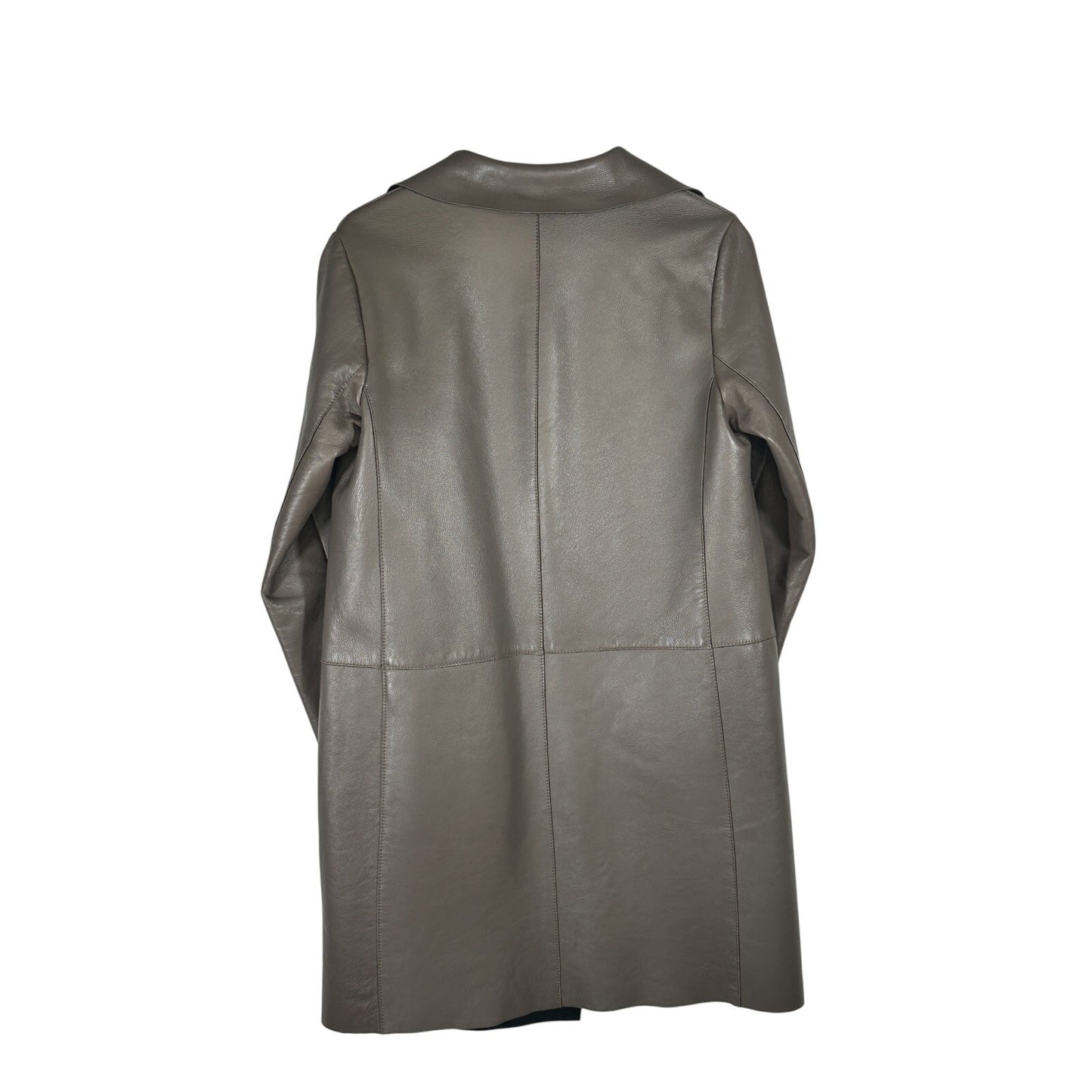 Liviana Conti Coat 42 IT Brown Leather Snap Button