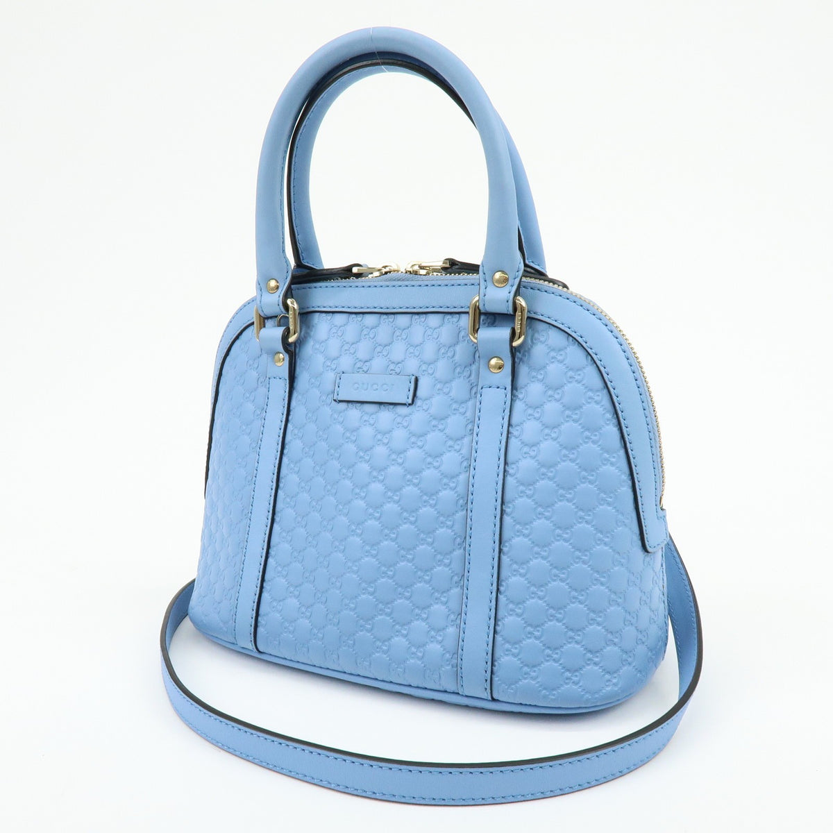 Gucci Convertible Dome Satchel Microguccissima Leather, Blue, Leather, Handbag
