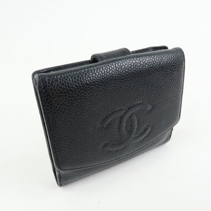 Chanel Vintage Timeless Bifold Caviar, Black, Leather, Wallet