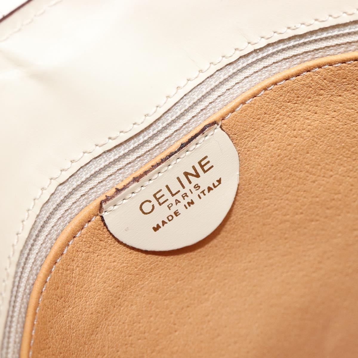 Celine Vintage Circle Logo Leather, White, Leather, Crossbody Bag