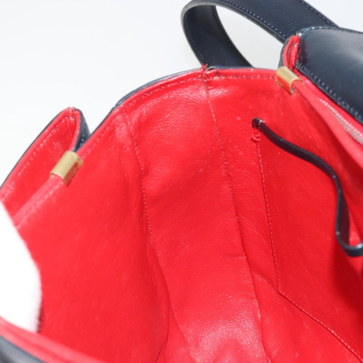 Celine Flap Shoulder Leather, Navy, Leather, Shoulder Bag