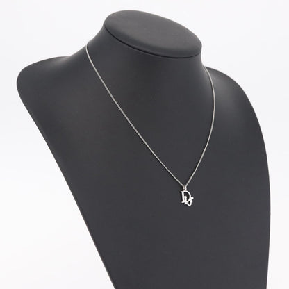 Christian Dior Vintage Logo Pendant Metal, Silver, Metal, Necklace