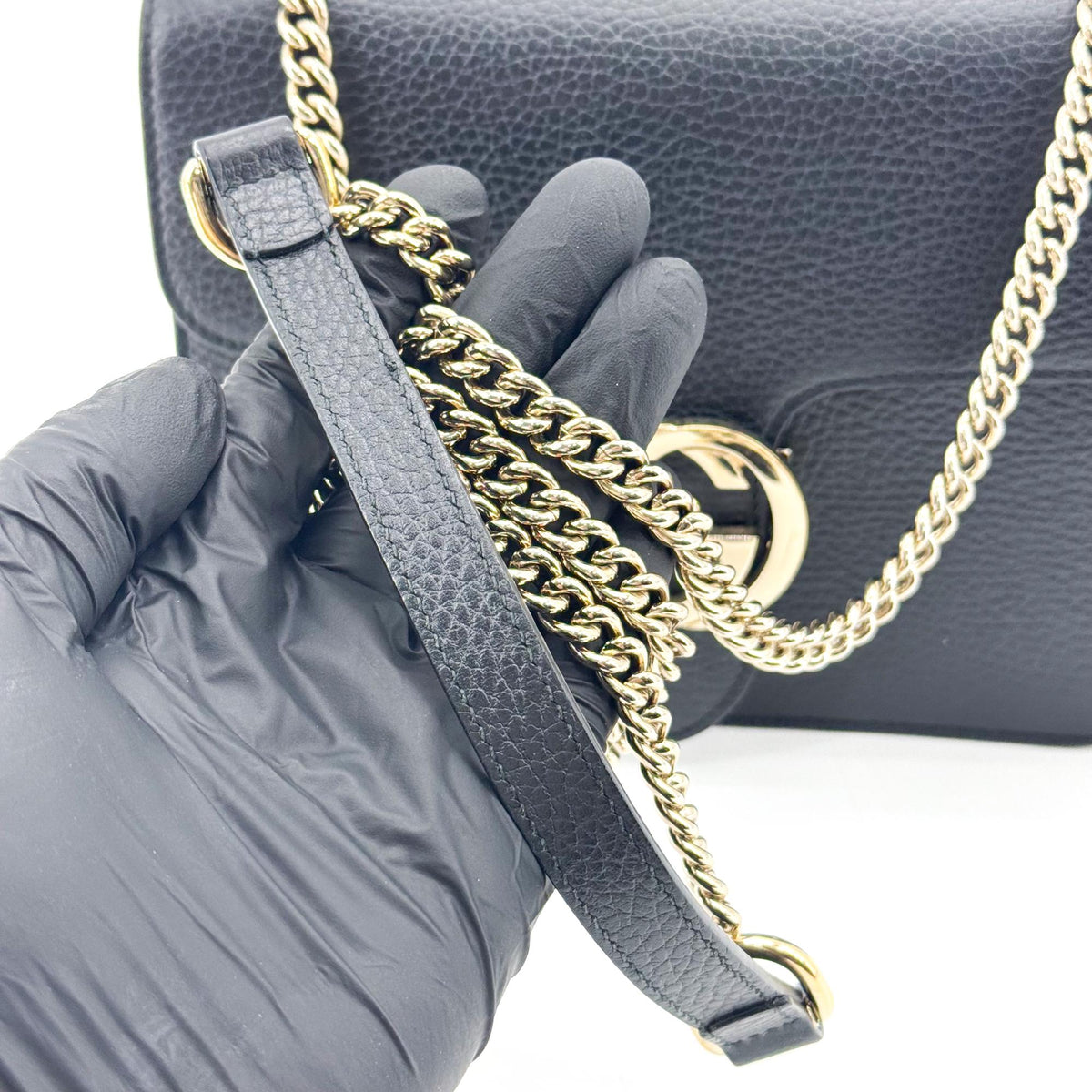 Gucci Interlocking Leather, Black, Leather, Shoulder Bag