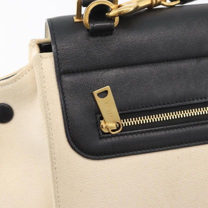 Celine Trapeze Leather with Canvas, Beige, Canvas, Handbag