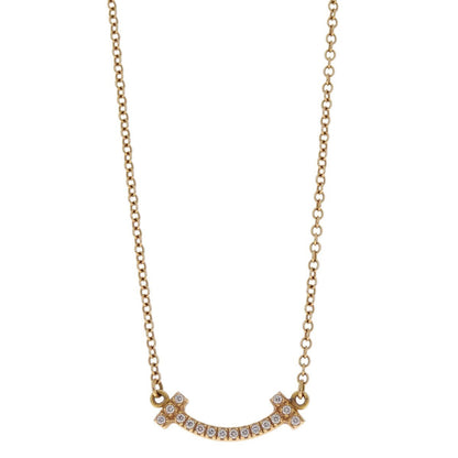 Tiffany & Co. T Smile Pendant 18K Yellow Gold with Diamonds, Gold, Yellow Gold, Necklace