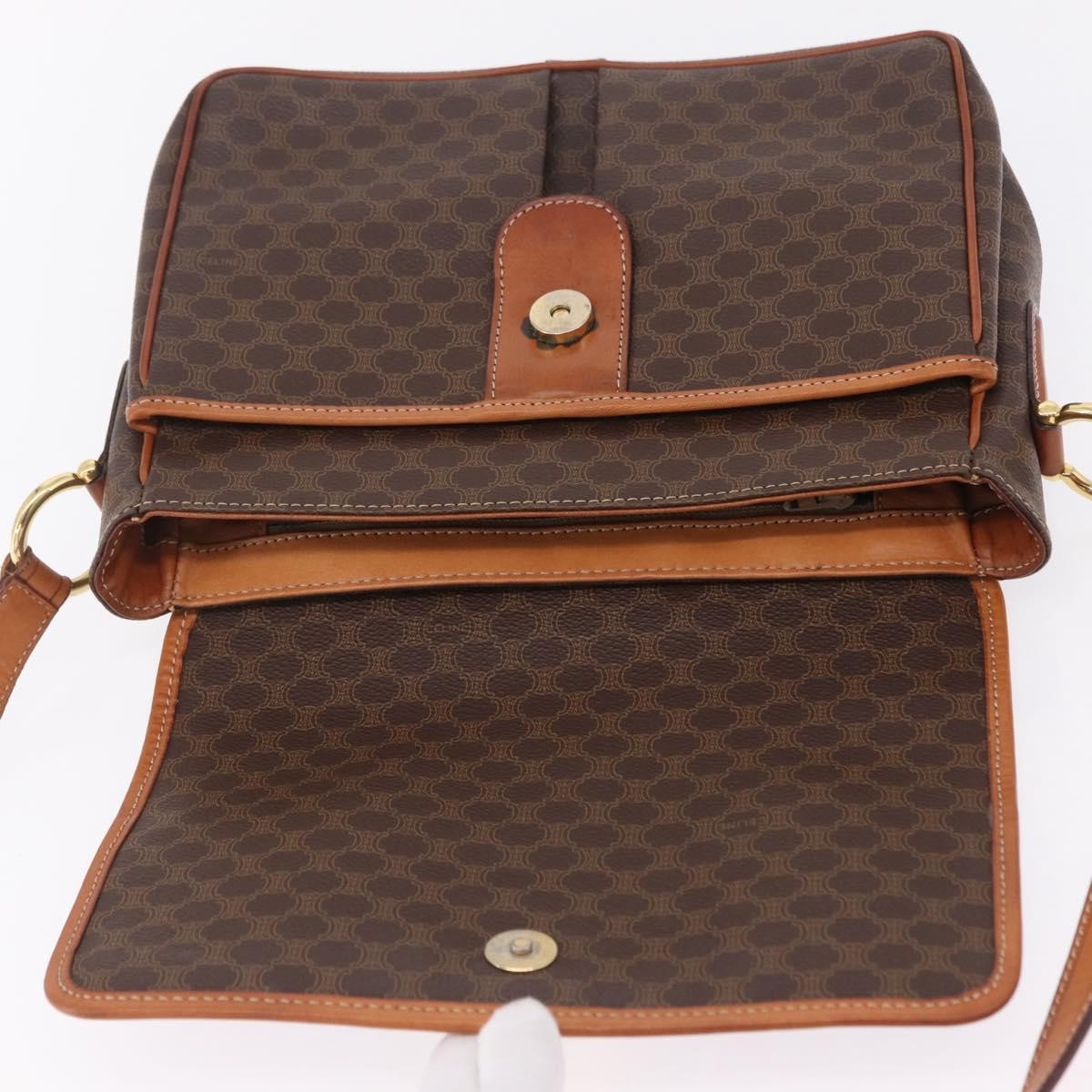 Celine Macadam Shoulder Canvas, Brown, Canvas, Crossbody Bag