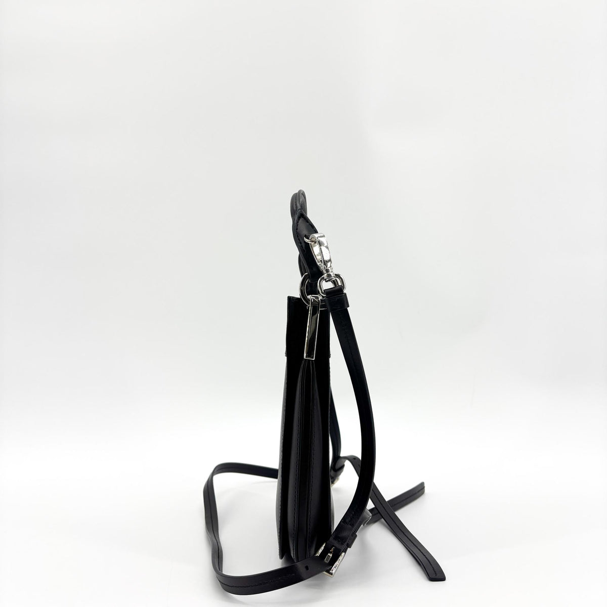 Prada Margit Calf Leather, Black, Calfskin, Shoulder Bag