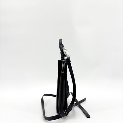 Prada Margit Calf Leather, Black, Calfskin, Shoulder Bag