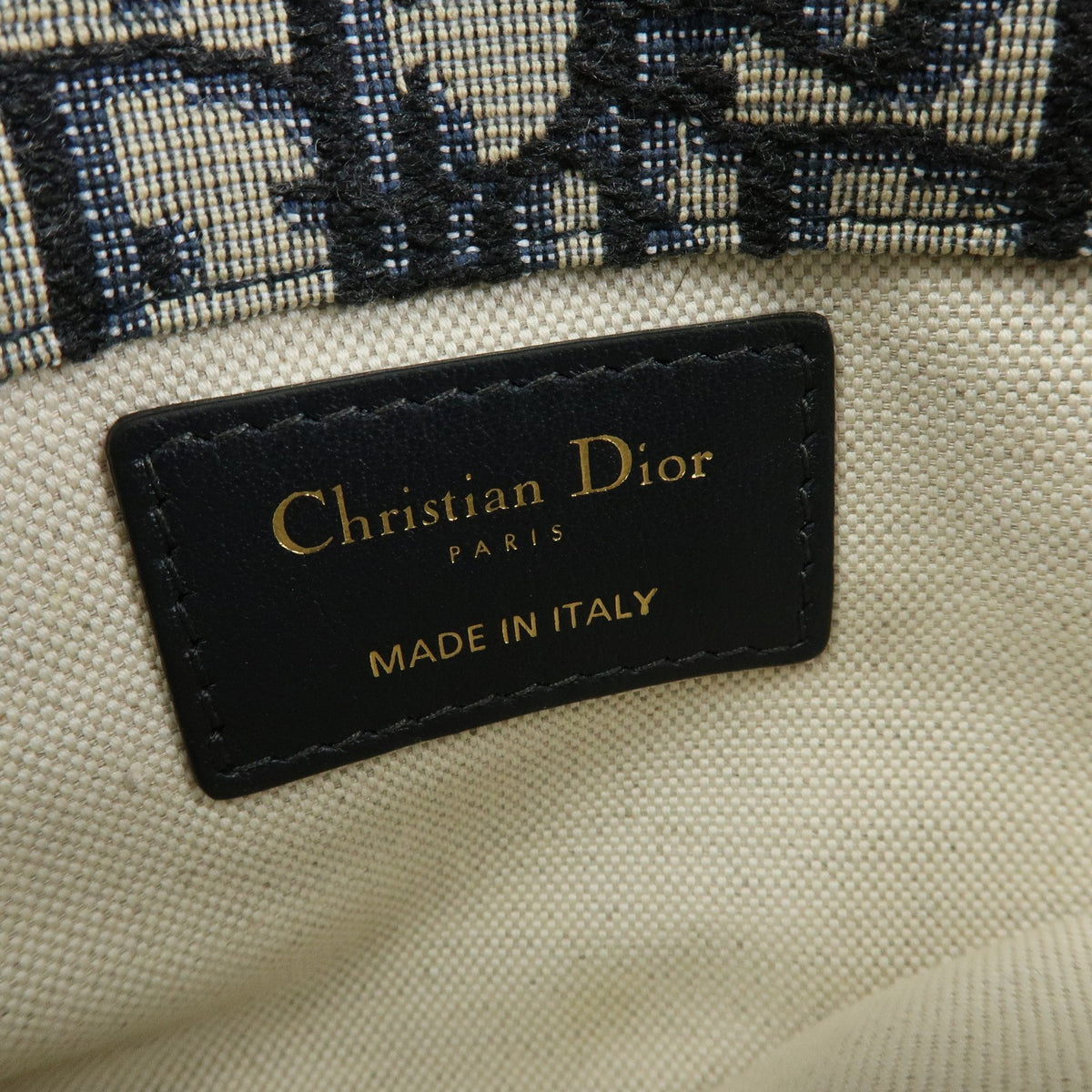 Christian Dior Saddle Belt Oblique Canvas, Navy, Canvas, Handbag