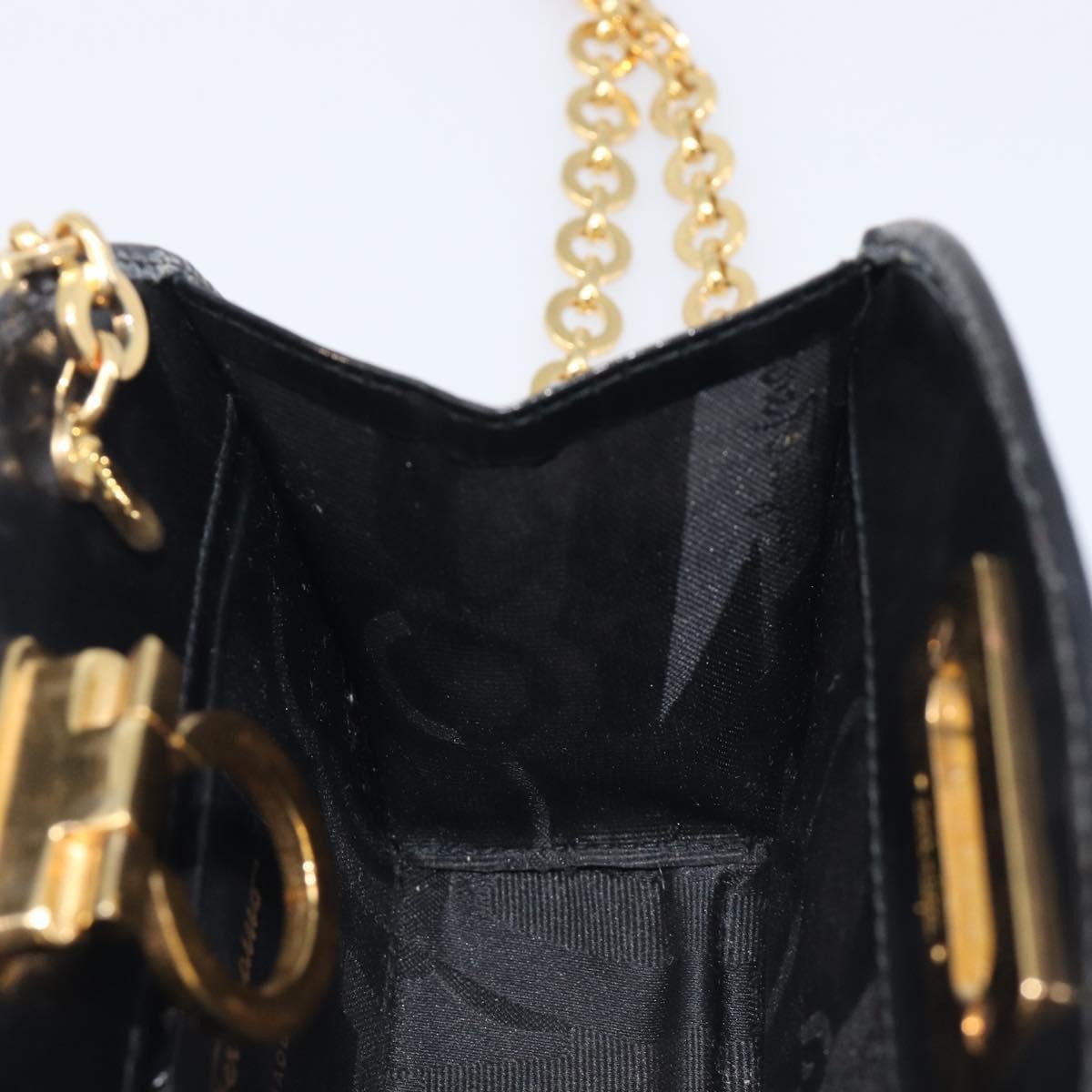 Salvatore Ferragamo Vintage Gancini Chain Patent Leather, Black, Patent Leather, Shoulder Bag