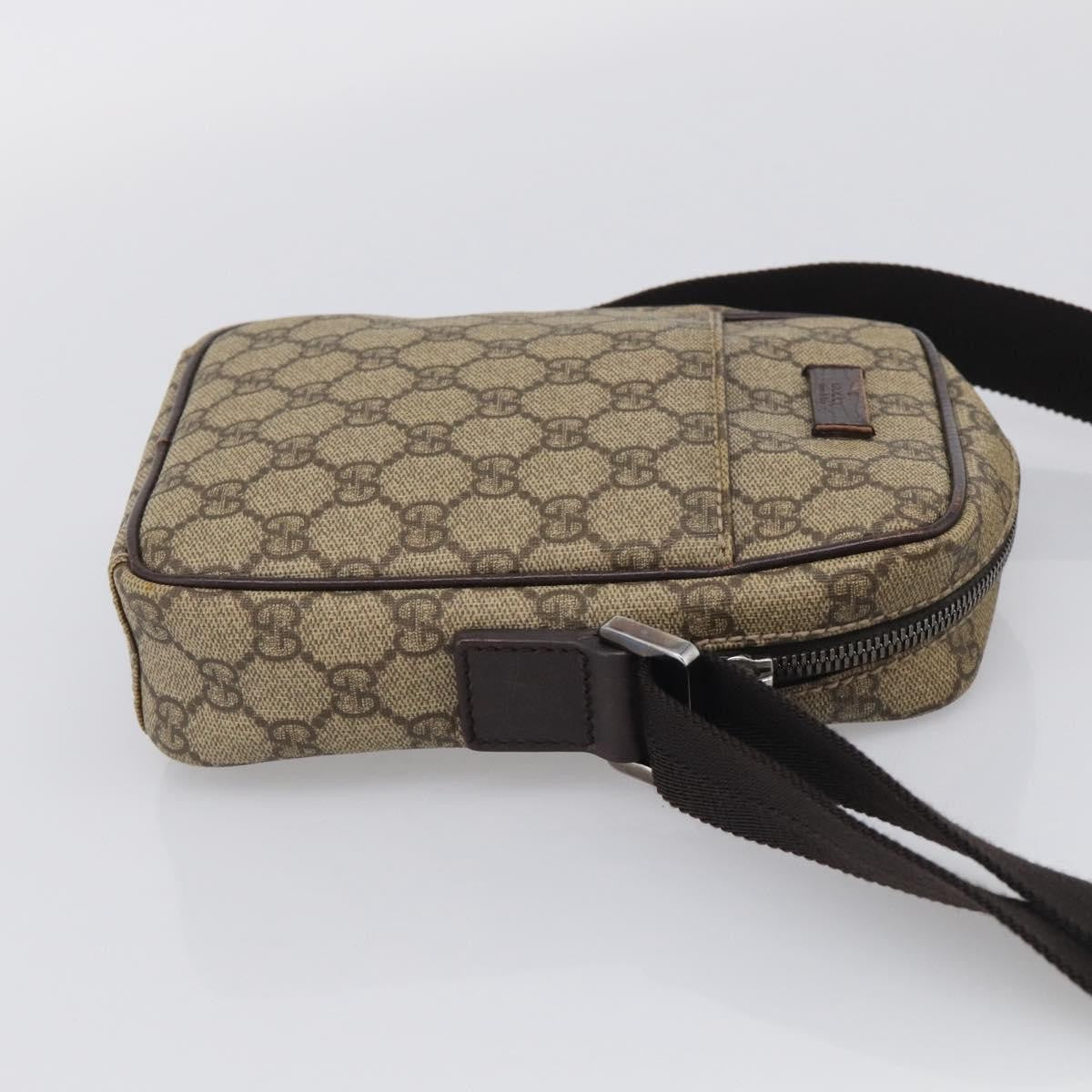 Gucci Vintage Front Pocket Flat Messenger GG Canvas and Leather, Beige, Canvas, Shoulder Bag